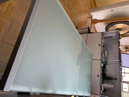 Schreibtisch - Glasplatte matt silber Gestell