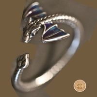 Drachenring 925 Silber – blau-violett – verstellbar