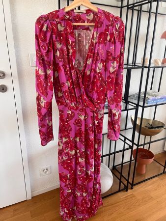 Rot Rosa langes Viskosekleid