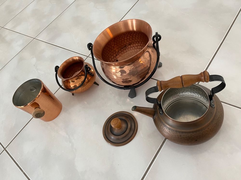 Kupfer Teekanne, Kessel und Eiswürfel-Behälter 2