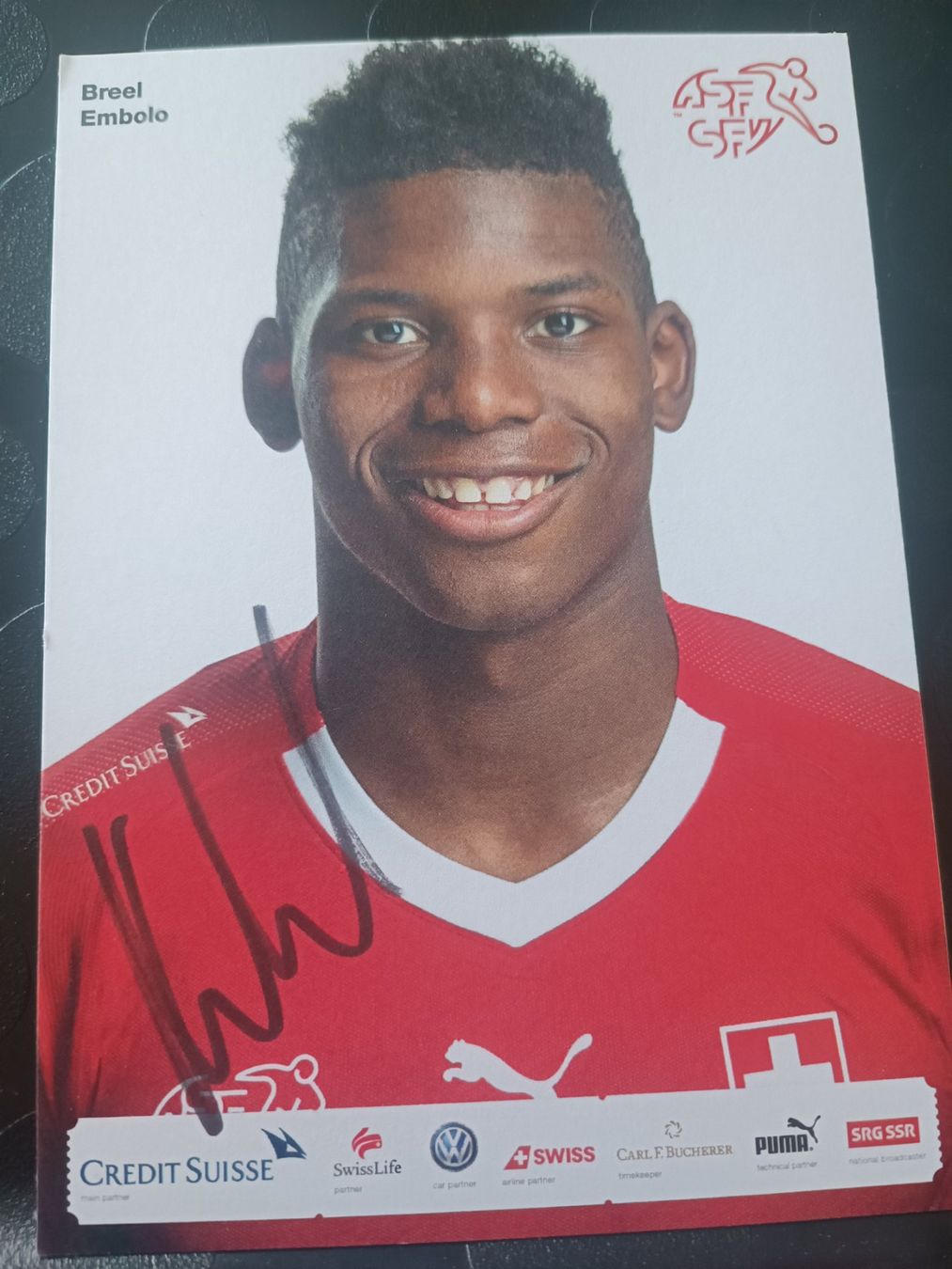 Autografi: Breel Embolo - handsignierte SFV Autogrammkarte – Usato da Menziken venduto da Artographs