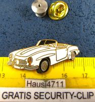 MERCEDES 190SL CABRIO WEISS ENAMEL AUTO PIN MIT SCURITY-CLIP