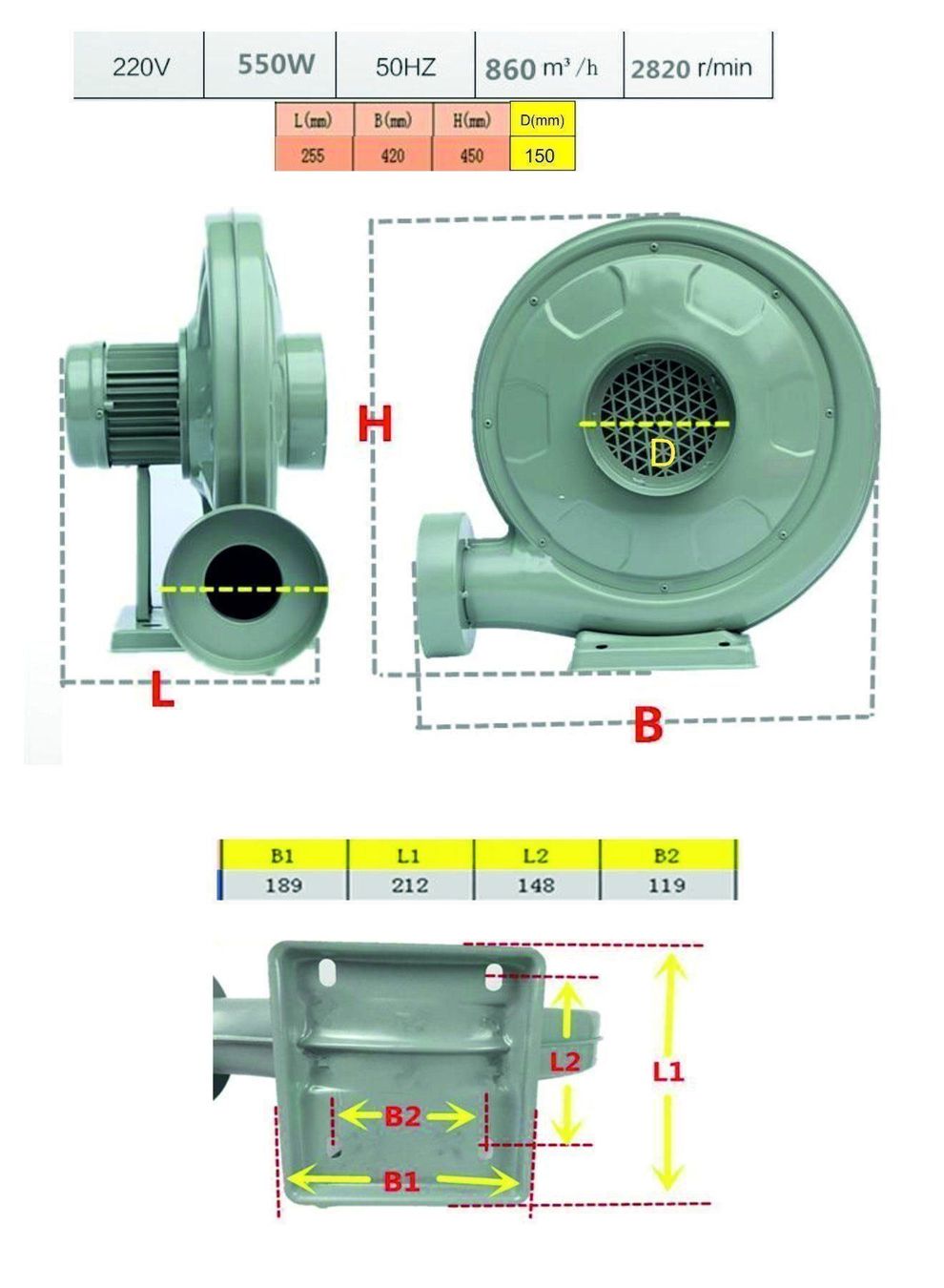 Ventilazione: Radialventilator - 550W - 860m3/h – Nuovo e nell'imballaggio originale da Grabs venduto da Time-tech