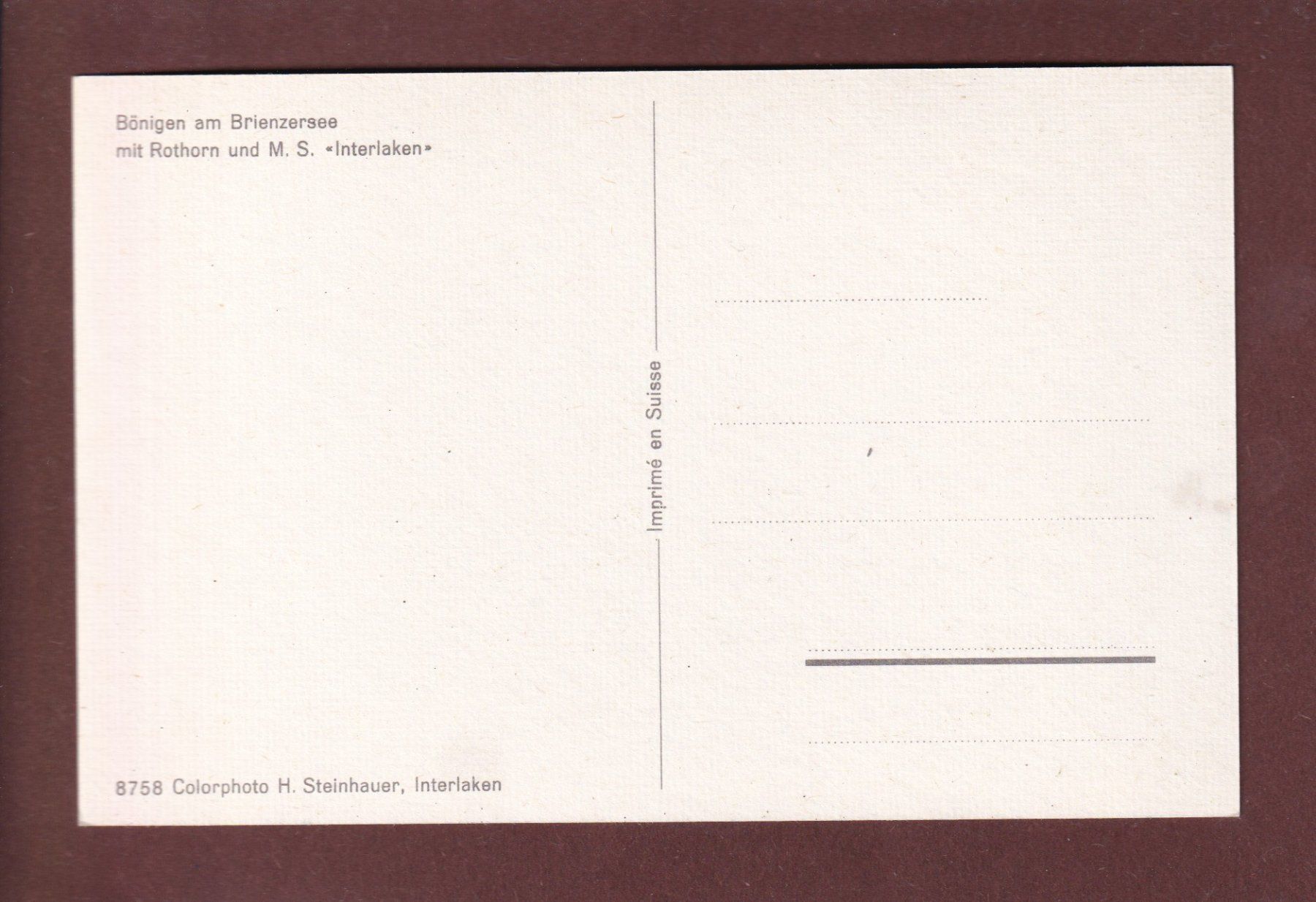 Cartoline postali: BÖNIGEN - Motorschif Interlaken – Usato da Pully venduto da nicecards 1