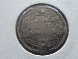 Alter Silber 1 Fr.  1851 in Münzkarton geliefert.