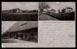 AK Rubigen /Bern, Station und Schulhaus, Post, Bigler und Ri