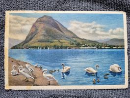 Lugano 1949 Ansichtskarte Postkarte gelaufen mit Marke
