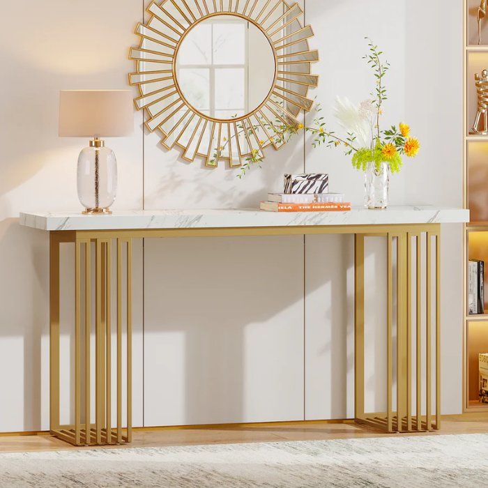 Tavoli: Konsolentisch 160cm Gold Marmor modern – Nuovo e nell'imballaggio originale da Gretzenbach venduto da Genfi-Shop 5