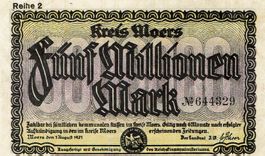 Moers 5 Mil.Mark 01.08.1923 Reihe 2 VZ+-VZ++