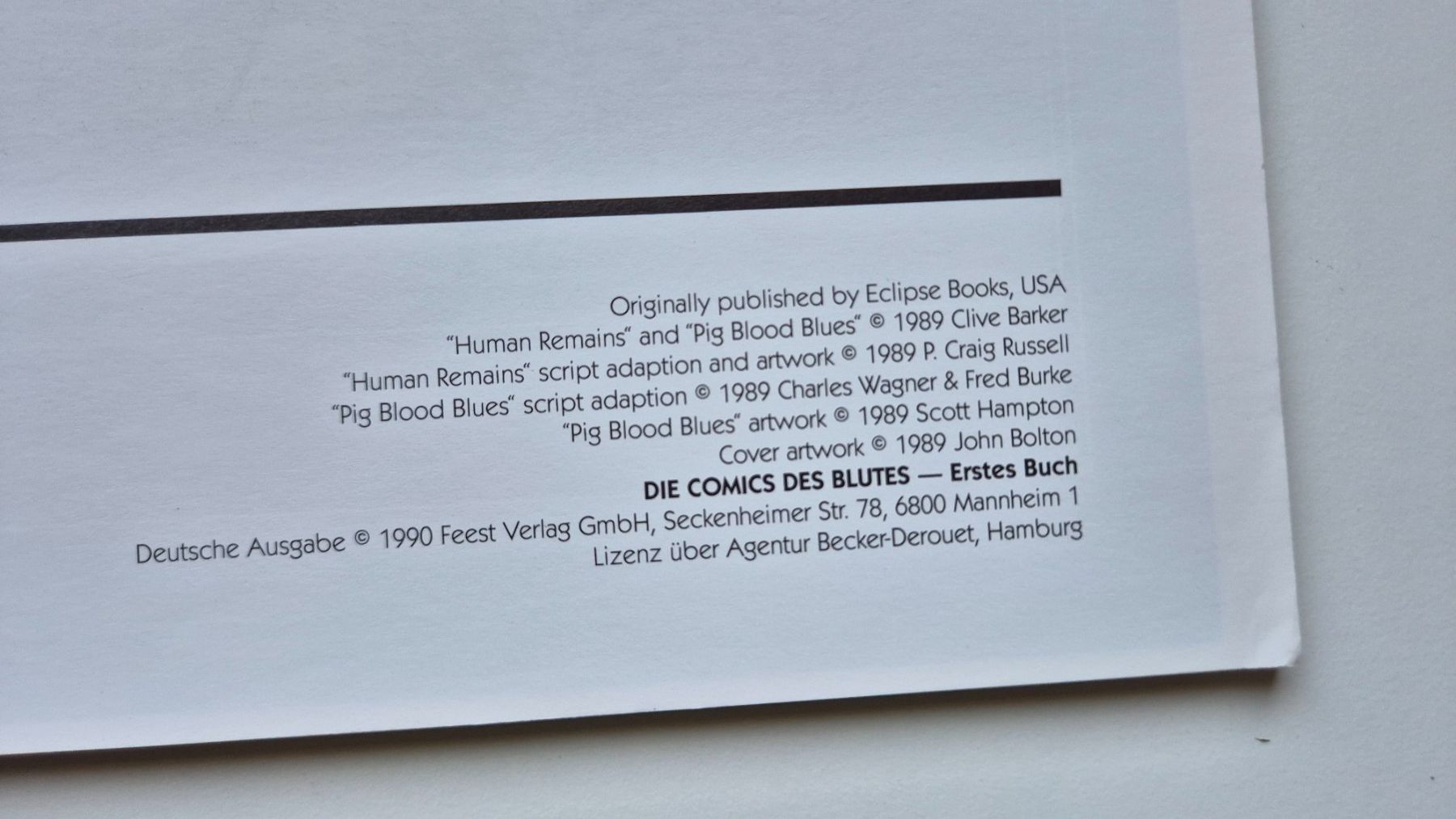 Fumetti: CLIVE BARKER - Die Comics des Blutes / Erstes Buch - feest – Usato da Niederweningen venduto da Obson 1