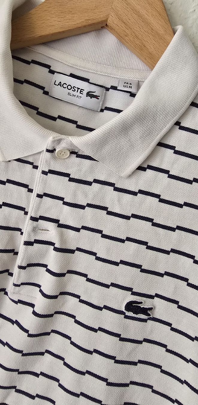 Lacoste Magliette Polo: Polo Lacoste rayé blanc et noir – Usato da Genève venduto da MariaS2 2