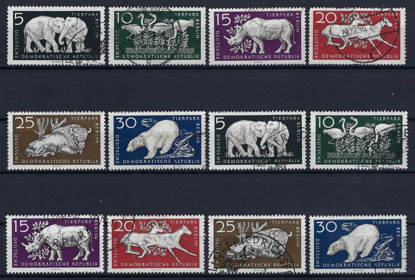 Tutti i francobolli: DDR 1956 Tierpark Berlin top Werte gest. – Usato da Hitzkirch venduto da walti1959