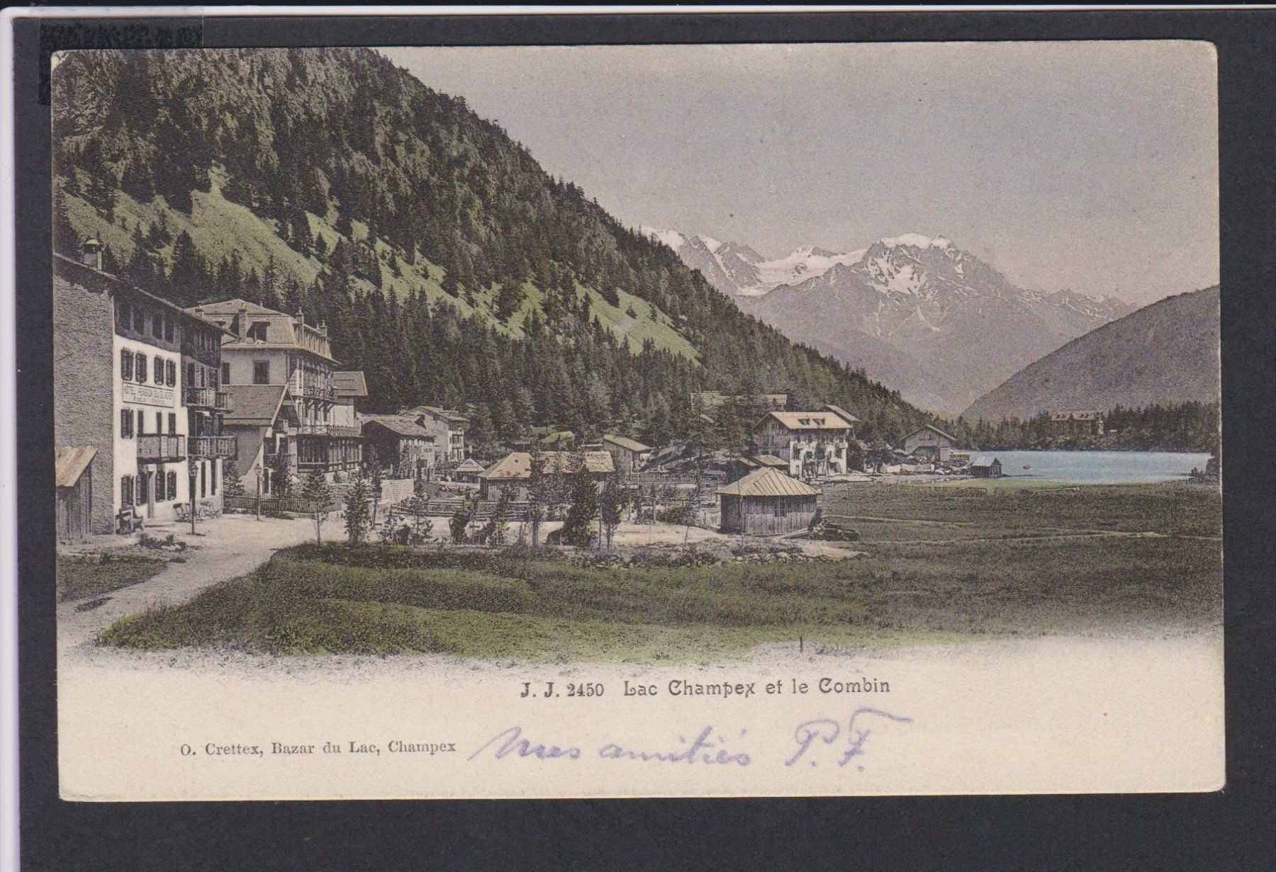 Cartoline postali: Lac Champex und Combin   -   alte Ansichtskarte von 1905 – Usato da Vitznau venduto da Ropaku