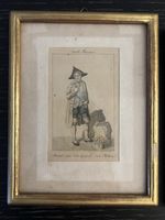 1 Antiker Thurgauer colorierter Stich, Bauer, gerahmt.