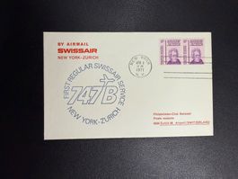 Swissair Erstflugbrief New York-Zürich 1971