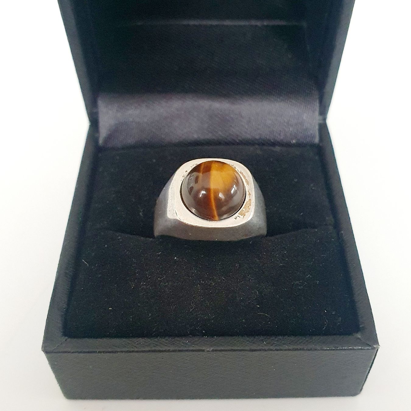 Anelli: Silberring 835 mit Tigerauge Edelstein, Grösse 15.9 mm – Usato da Kreuzlingen venduto da Wunderkiste123 4