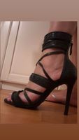 Schutz Black Leather Ankle-Strap Sandals – 11 cm High Heel