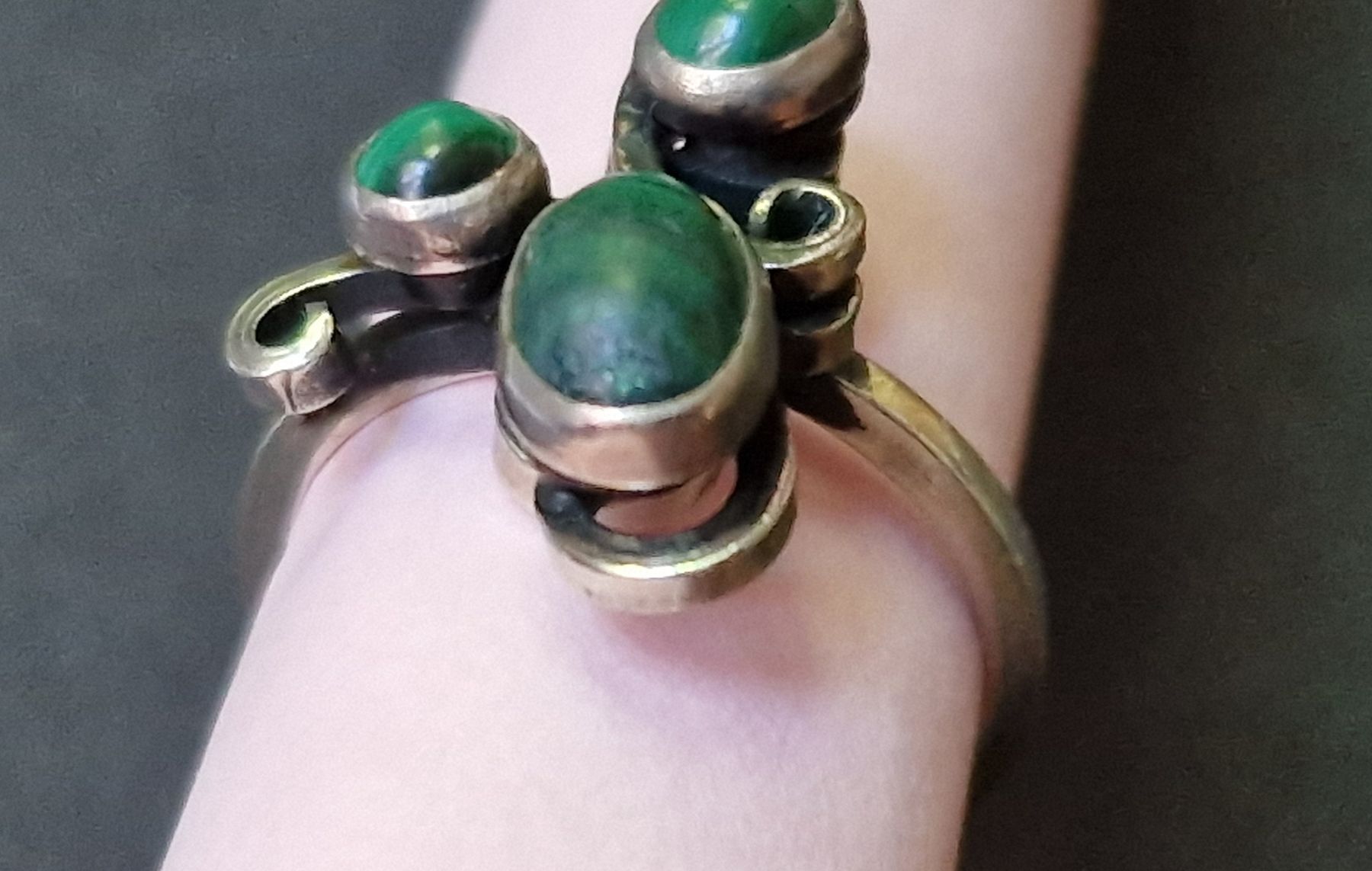 Bagues: Ring Silber mit Malachit Steinen Durchmesser 1,5cm – D'occasion à Seengen par Seestern77 3