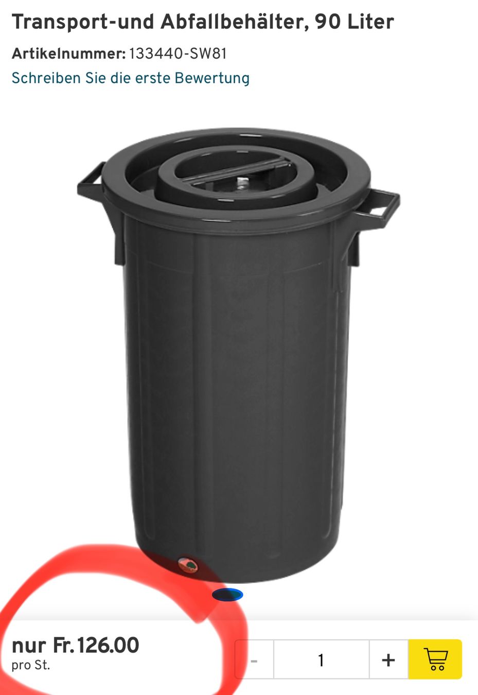 Cestini per rifiuti: neuer Transport-und Abfallbehälter, 90 Liter – Nuovo (secondo la descrizione) da Necker venduto da liq24