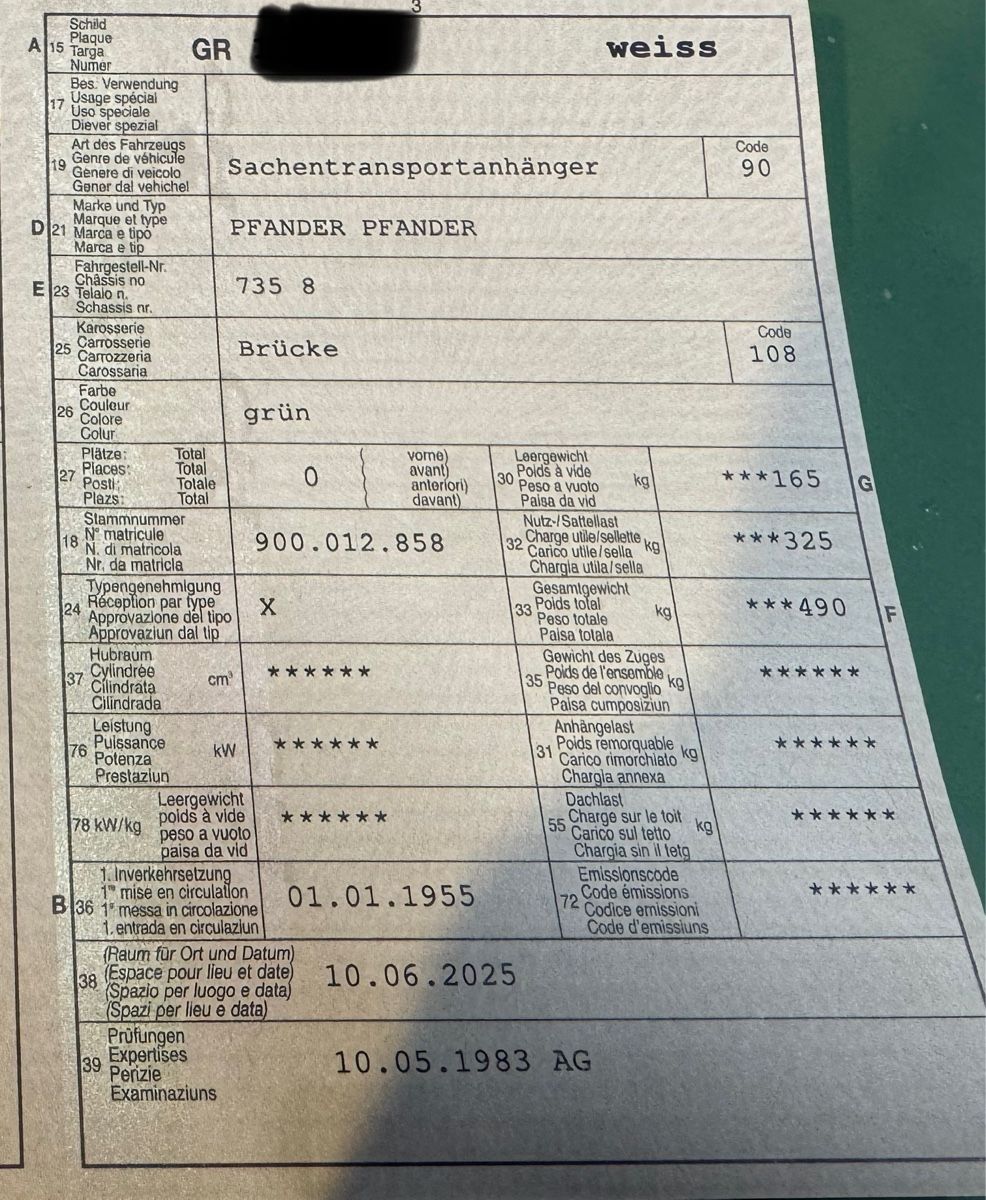 Pfander Rimorchi: Pfander Autoanhänger Oldtimer 1955 – Usato da Thusis venduto da Radkeil 6