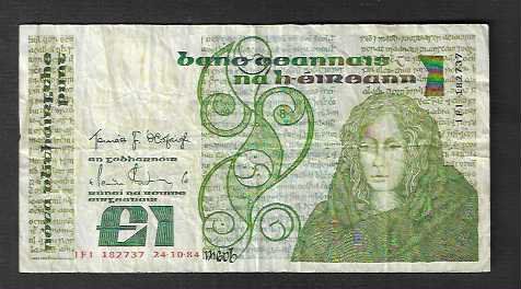 Banconote: Ireland  1  Pound  1984  Gebraucht – Usato da Gordola venduto da coinsandnotes