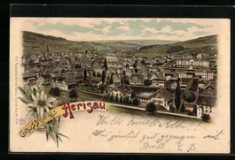 Litho Herisau, Ortsansicht aus der Vogel