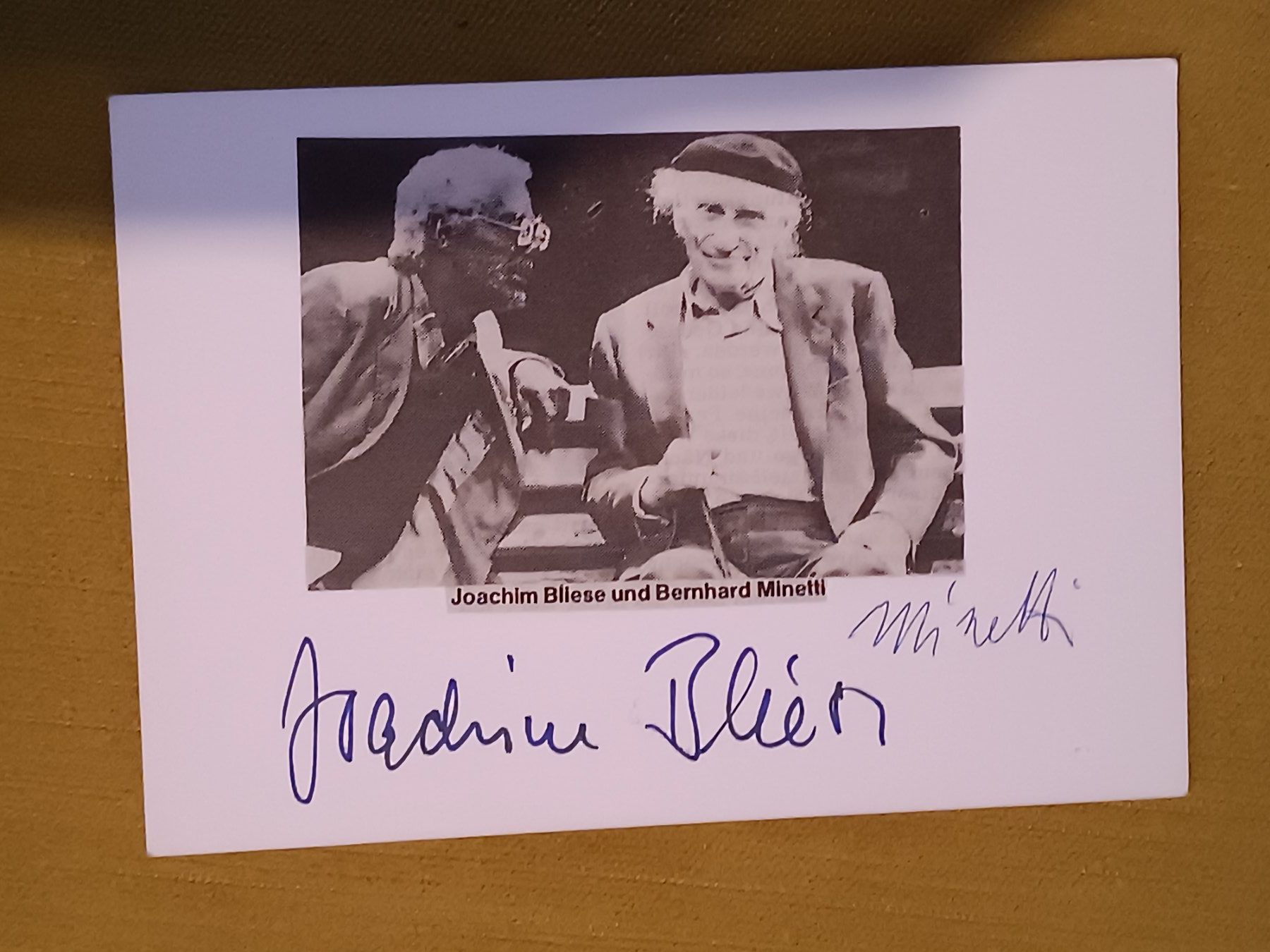 Autografi: Joachim Bliese und Bernhard Minetti – Usato da Menziken venduto da Artographs