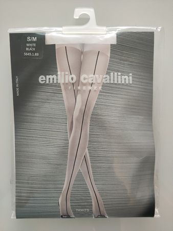 Strumpfhose Neu, gr S/M emilio cavallini weiss/schwarz