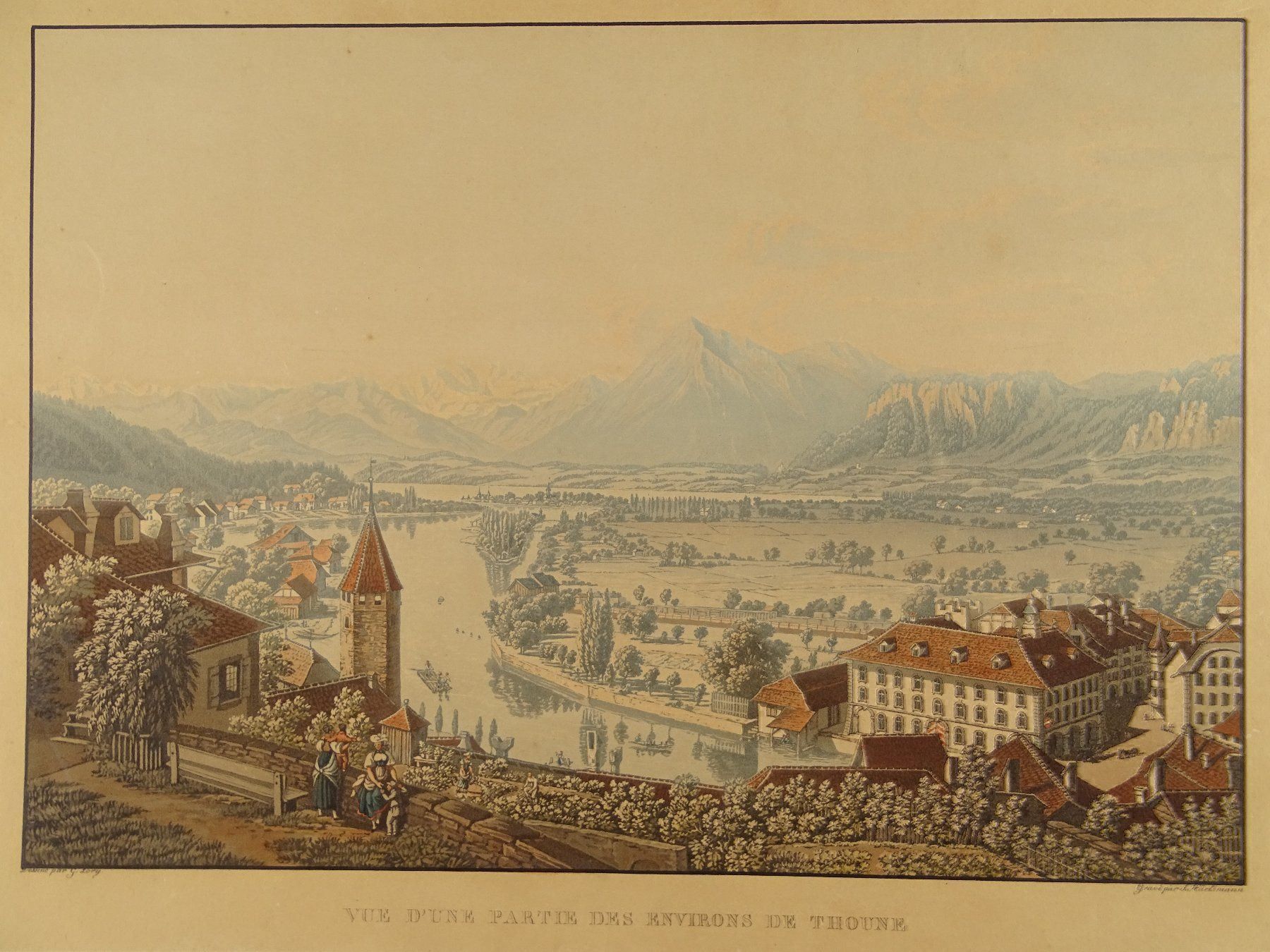 Incisioni: THUN, AQUATINTA UM 1840 – Usato da Grüningen venduto da Kartensammler