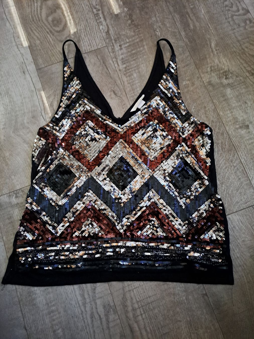 H&M Top: H&M Oberteil Pailletten Schwarz Gr. M – Usato da Rickenbach LU venduto da bishiida