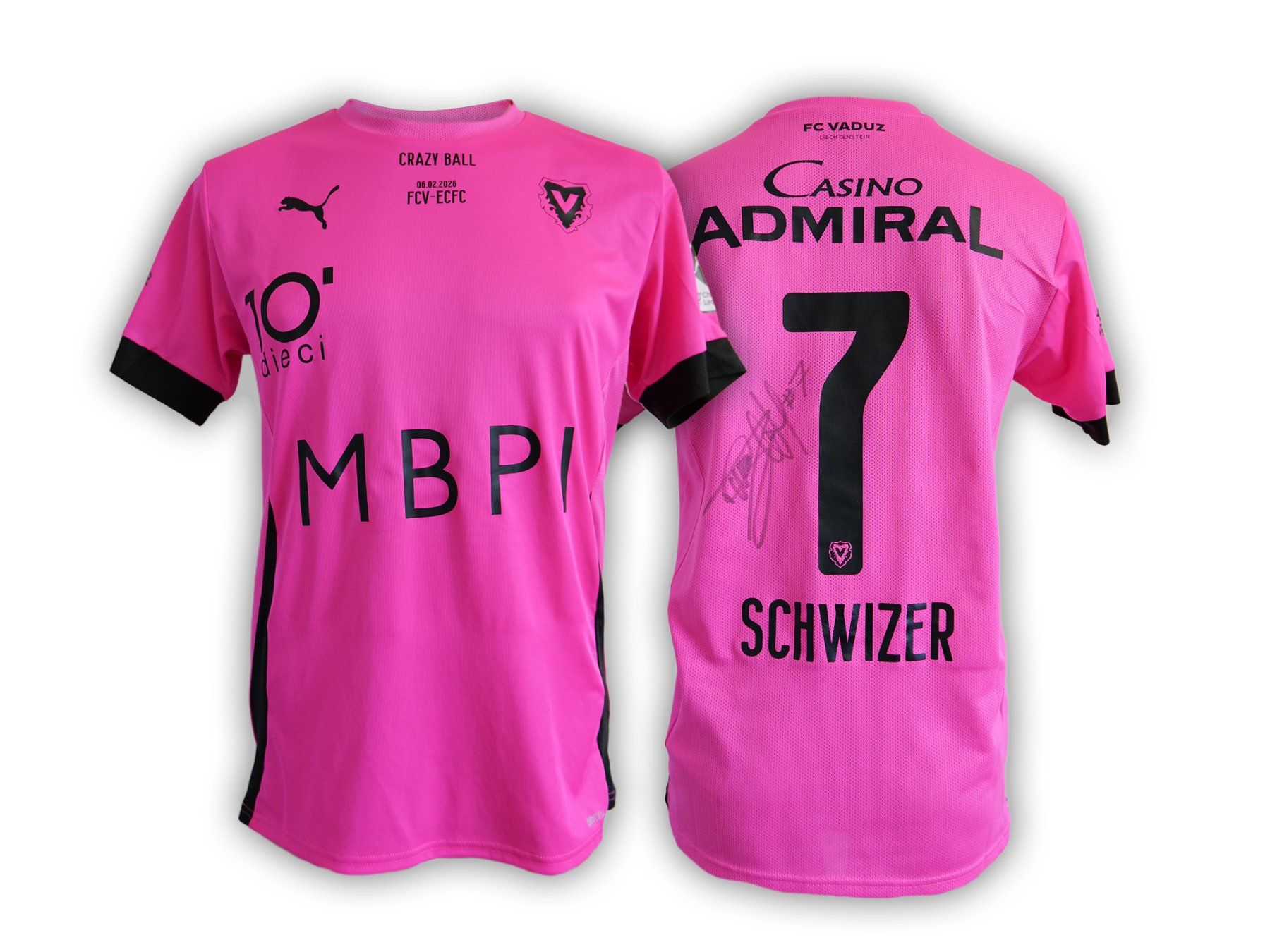 Puma Leibchen & Hosen: FC Vaduz Matchworn Sondertrikot "7-SCHWIZER" – Gebraucht aus Vaduz von fcvaduz1932
