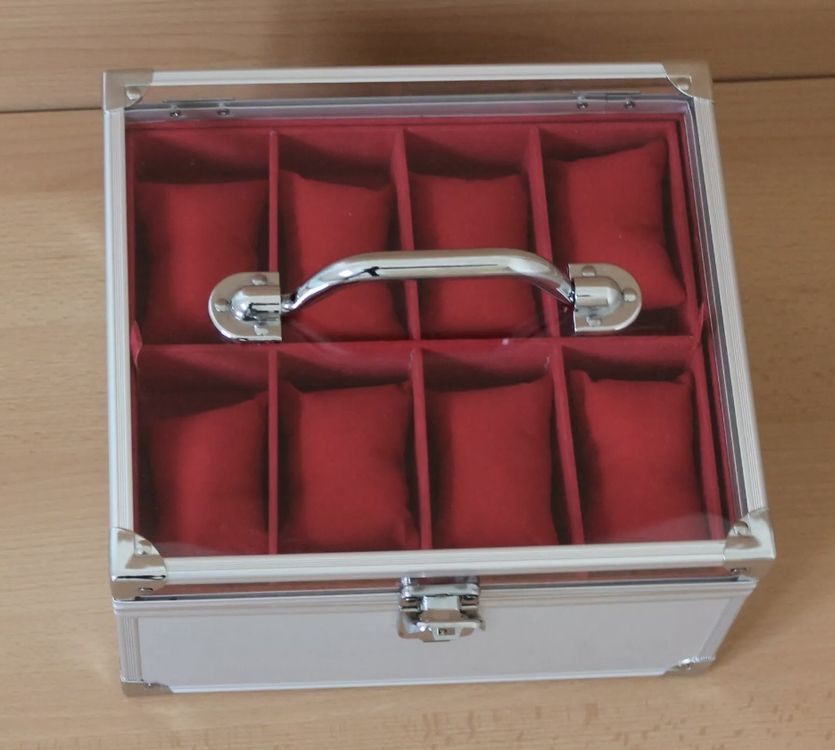EDLER UHRENKOFFER AUS ALUMINIUM FUER 16 UHREN / Schmuck 2