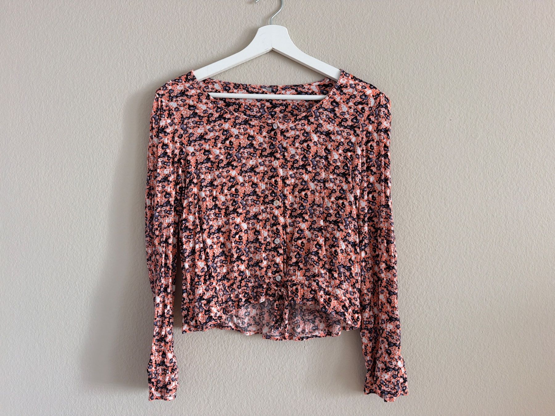 Camicette: Damen Bluse langarm gemustert mit Knopfleiste orange – Usato da Brunnen venduto da Evoiii