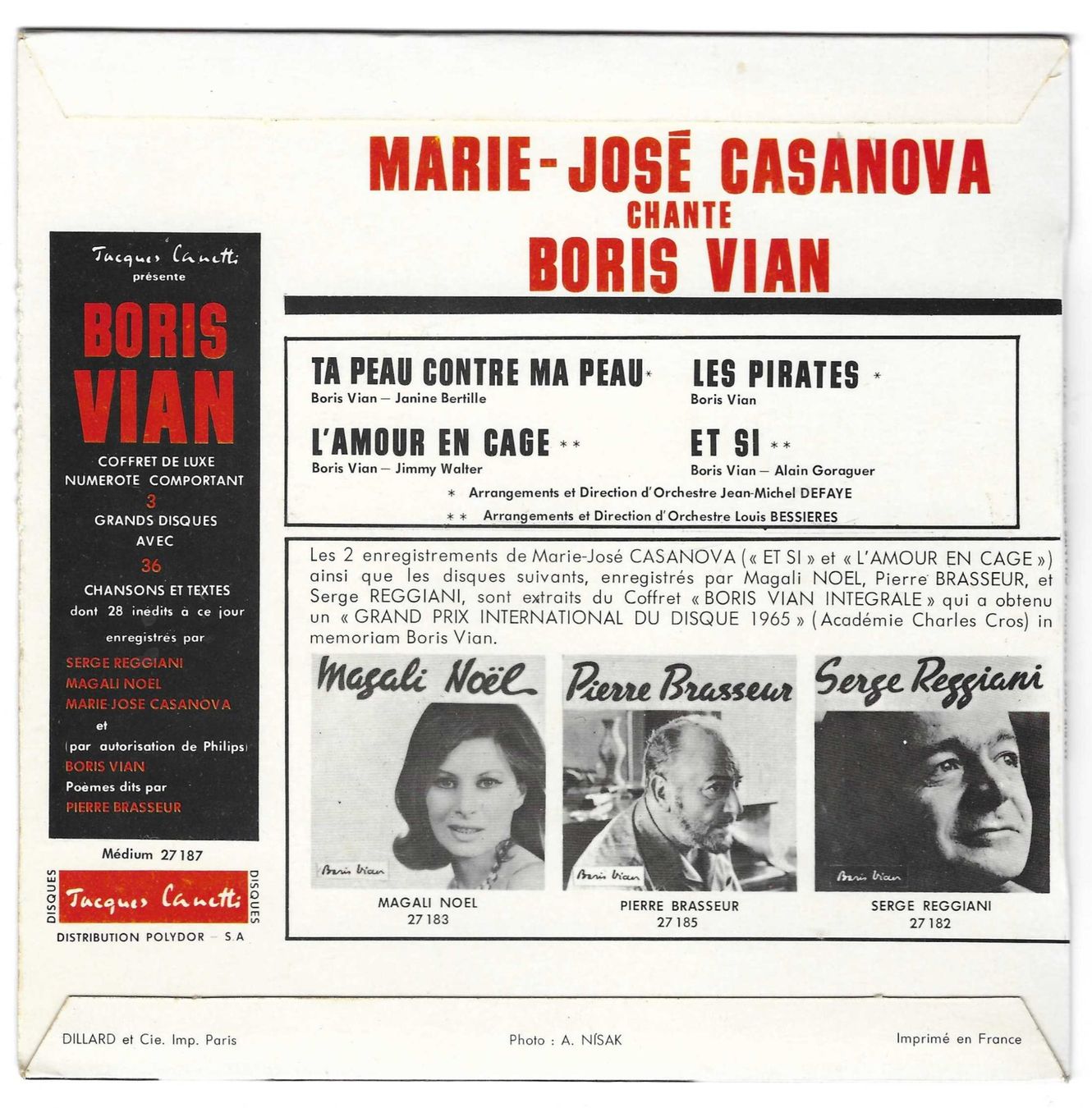 Dischi in vinile: MARIE - JOSE CASANOVA   CHANTE BORIS VIAN – Usato da Bex venduto da Giorgiob 1