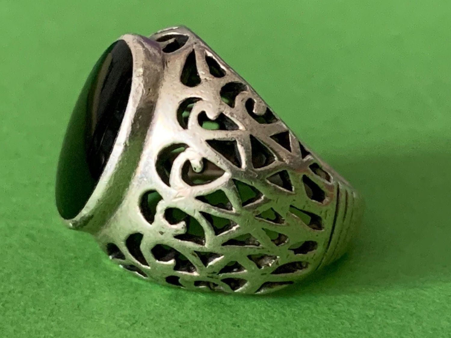 Onyx Ringe: Silberring ONYX halbmond (rg 53) – Gebraucht aus Laufen von belleskulptur 1