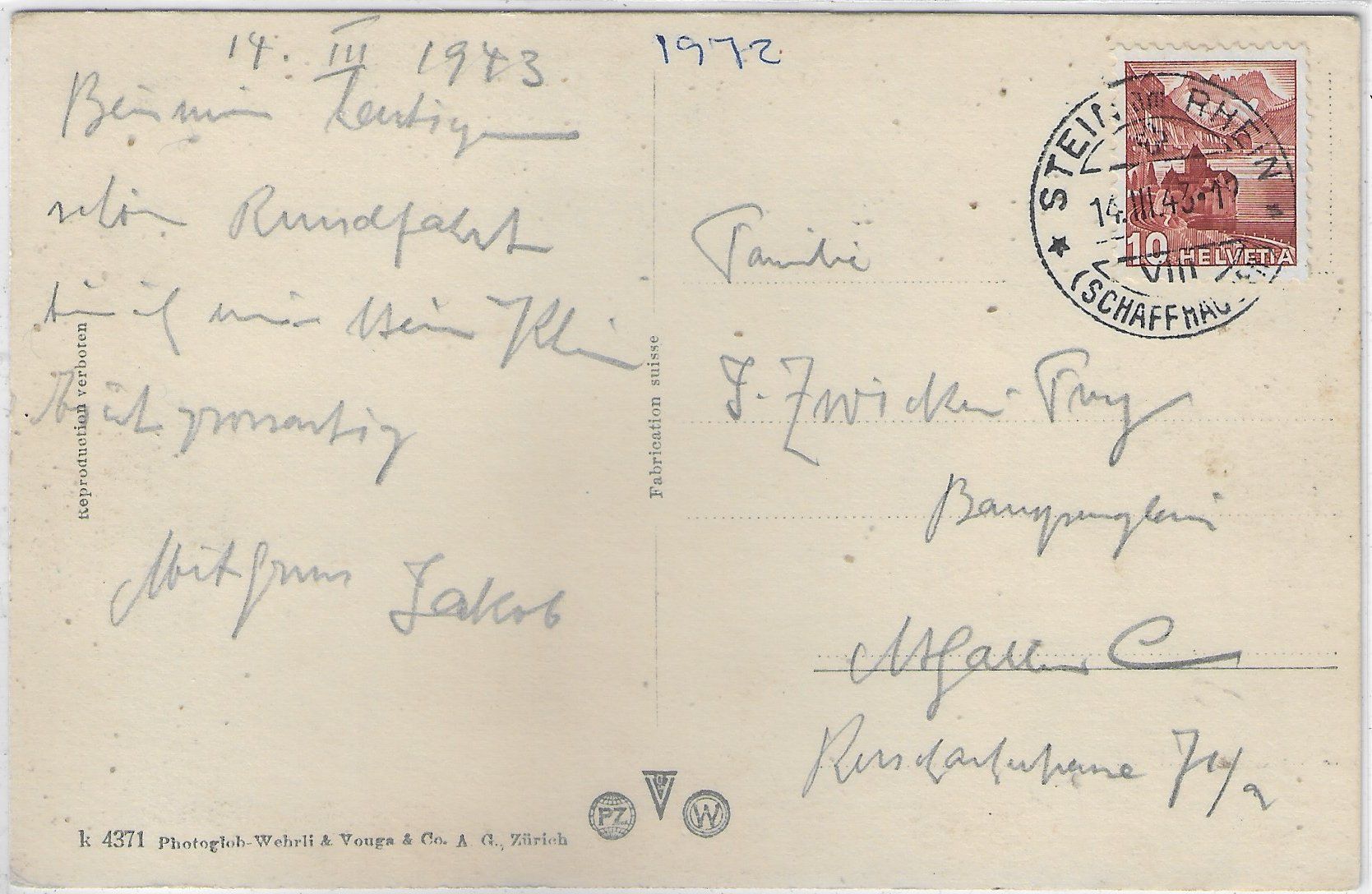 Cartoline postali: Schaffhausen - Schwabentor - animee – Usato da Ettingen venduto da Kartenplanet 1