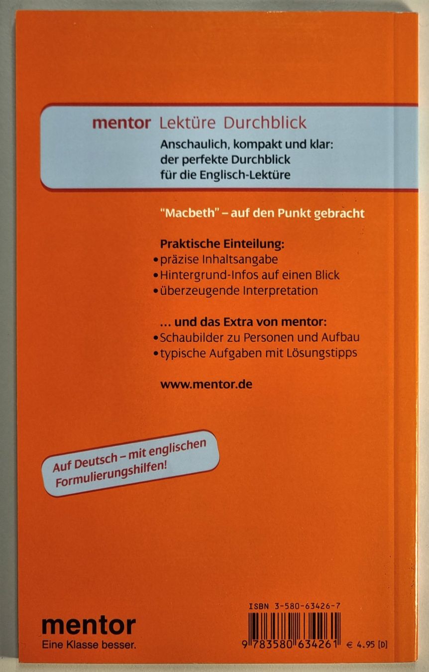 Libri: MACBETH SHAKESPEAR E/D Interpretation Inhalt Hintergrund – Nuovo (secondo la descrizione) da Dürnten venduto da Bachtelrider_ 2