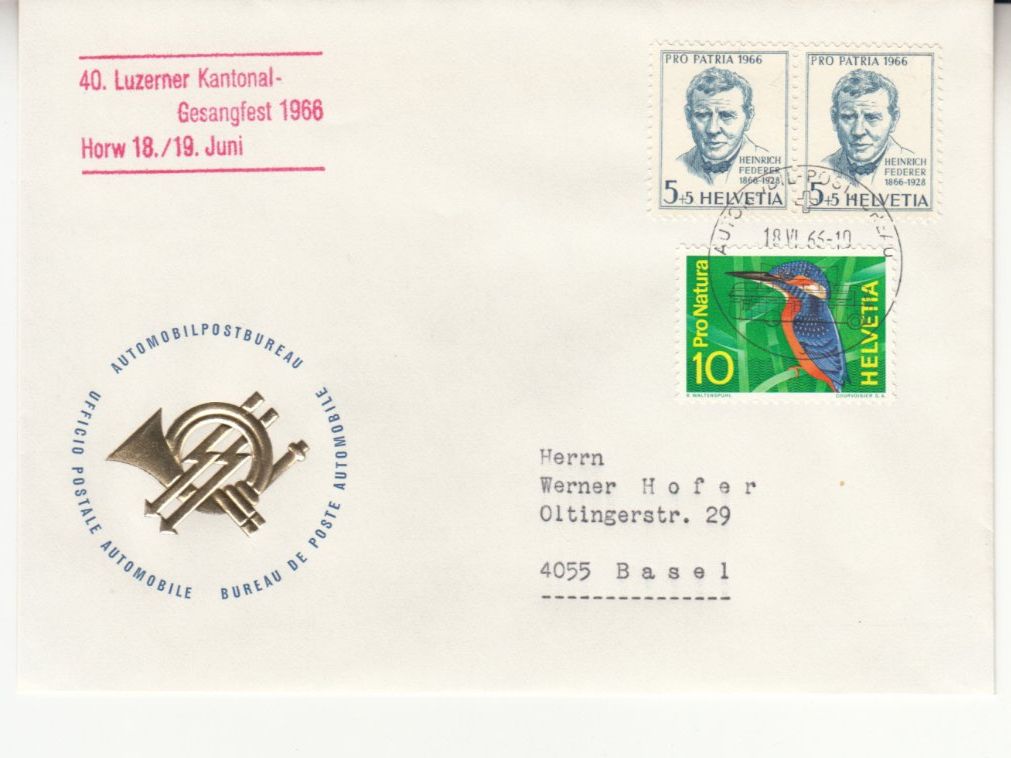 Tutti i francobolli: Sonderstempel A. 1016 Gesangsfest Horw 1966 – Usato da Bürglen TG venduto da StampGraf