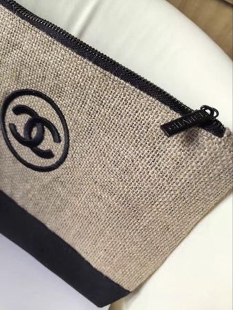 Chanel cosmetic bag jute black GWP