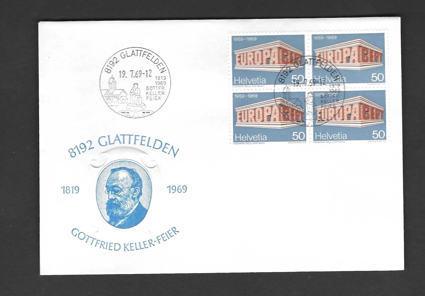 Alle Briefmarken: CH FDC Viererblock – Gebraucht aus Koblenz von Markenhimmel