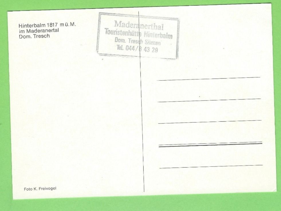 Cartoline postali: Hinterbalm im Maderanertal – Usato da Zürich venduto da t24_de 1