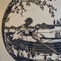 Paar romantische antike Scherenschnitte ca 1880