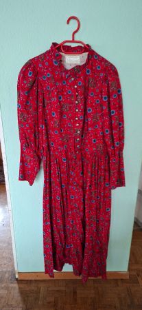 Vintage Kleid, rot mit Bluemli Muster, Grösse 44, Top!