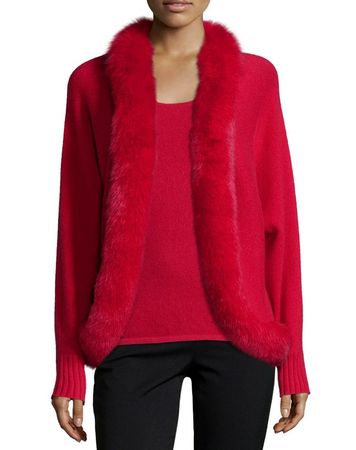 Cardigan Neiman Marcus Kaschmir mit Echtpelz 38-40