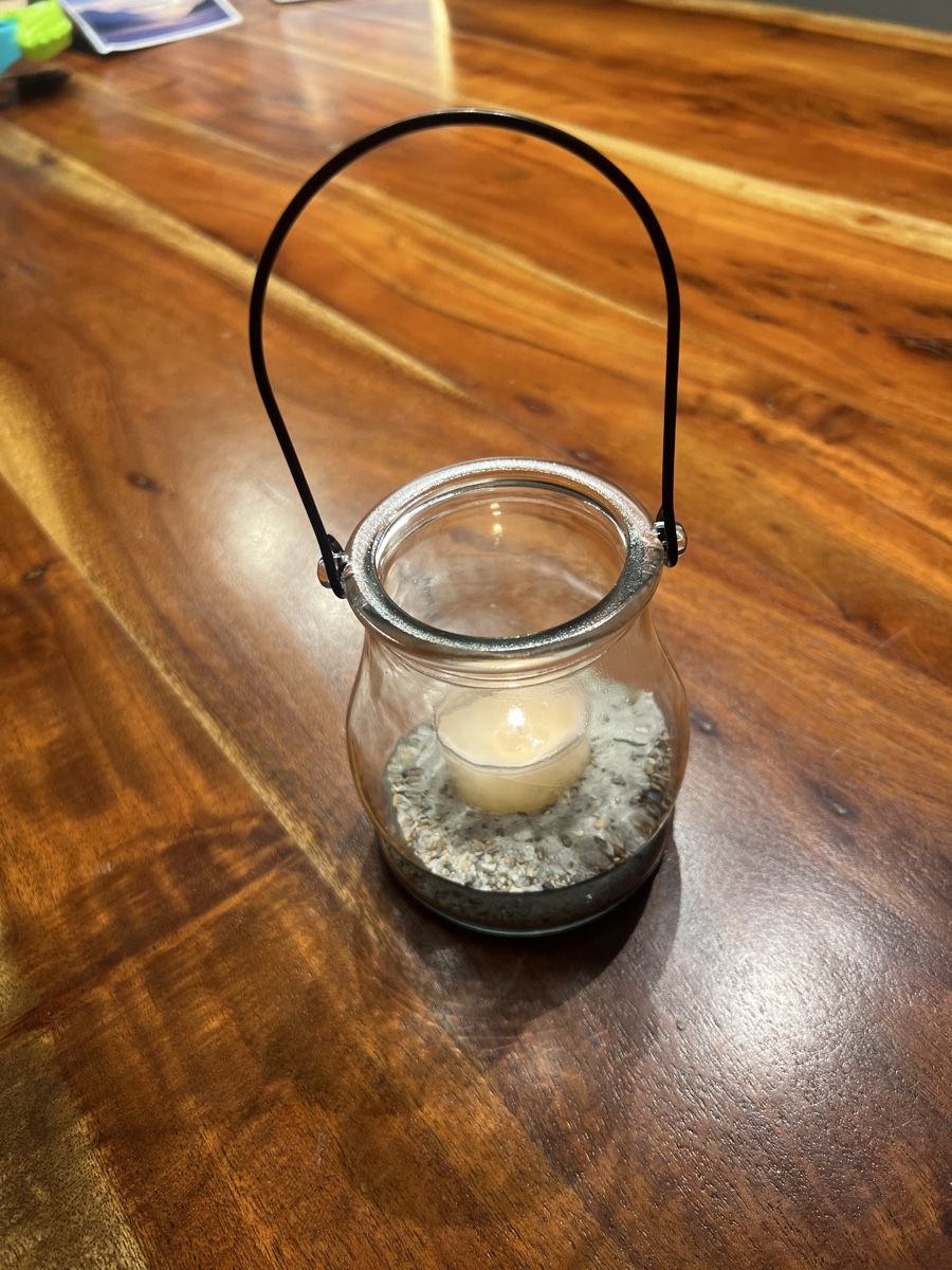 Portacandele: Windlicht Glas mit Kerze & Sand, 10cm hoch – Usato da Zürich venduto da ehcarosa 2