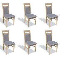 Garnitur Holz Lehn Polster Stühle Esszimmer Textil Set 6x