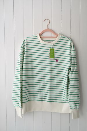 Sweatshirt Migros gestreift weiss gruen  neu