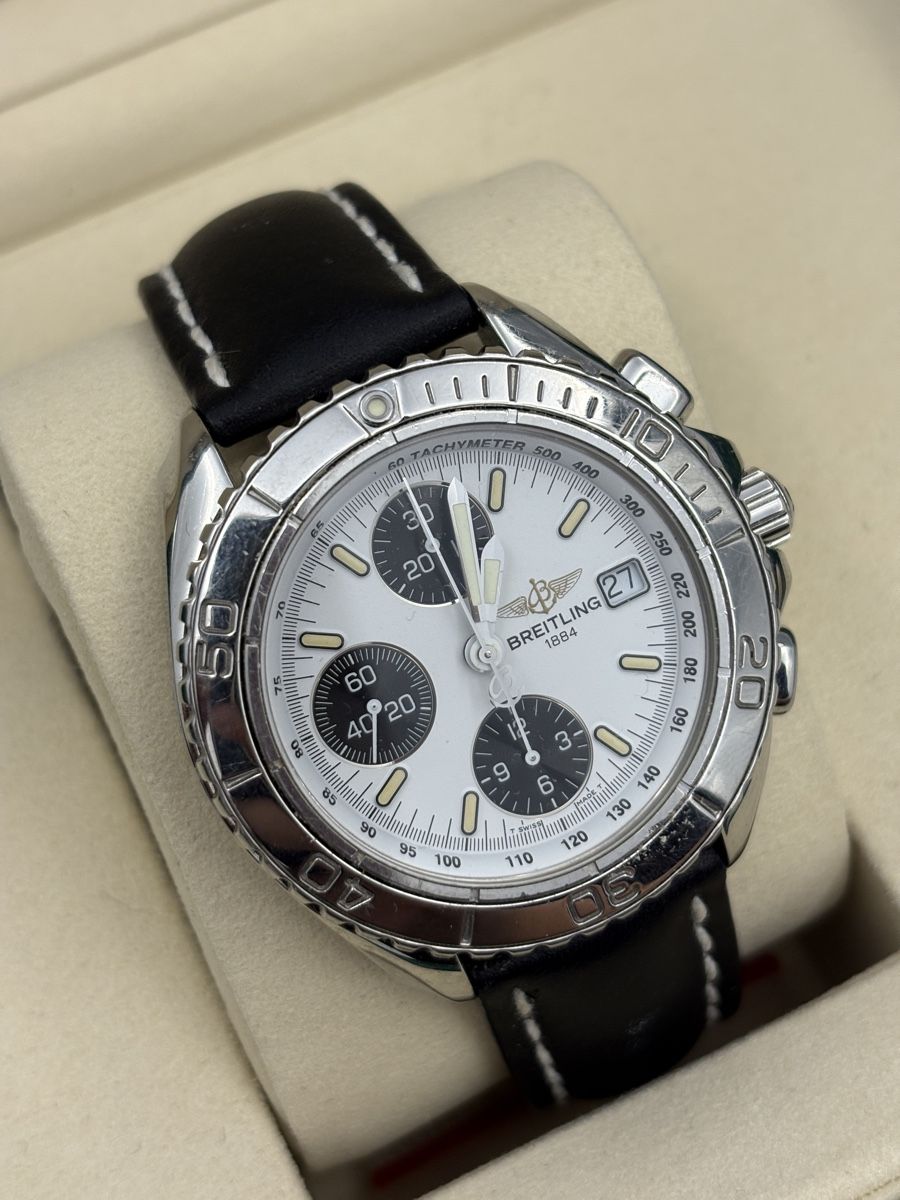 Breitling Orologi: Breitling Shark Chronograph Watch, Leather Strap, – Usato da Zürich venduto da watchdealer-24 3