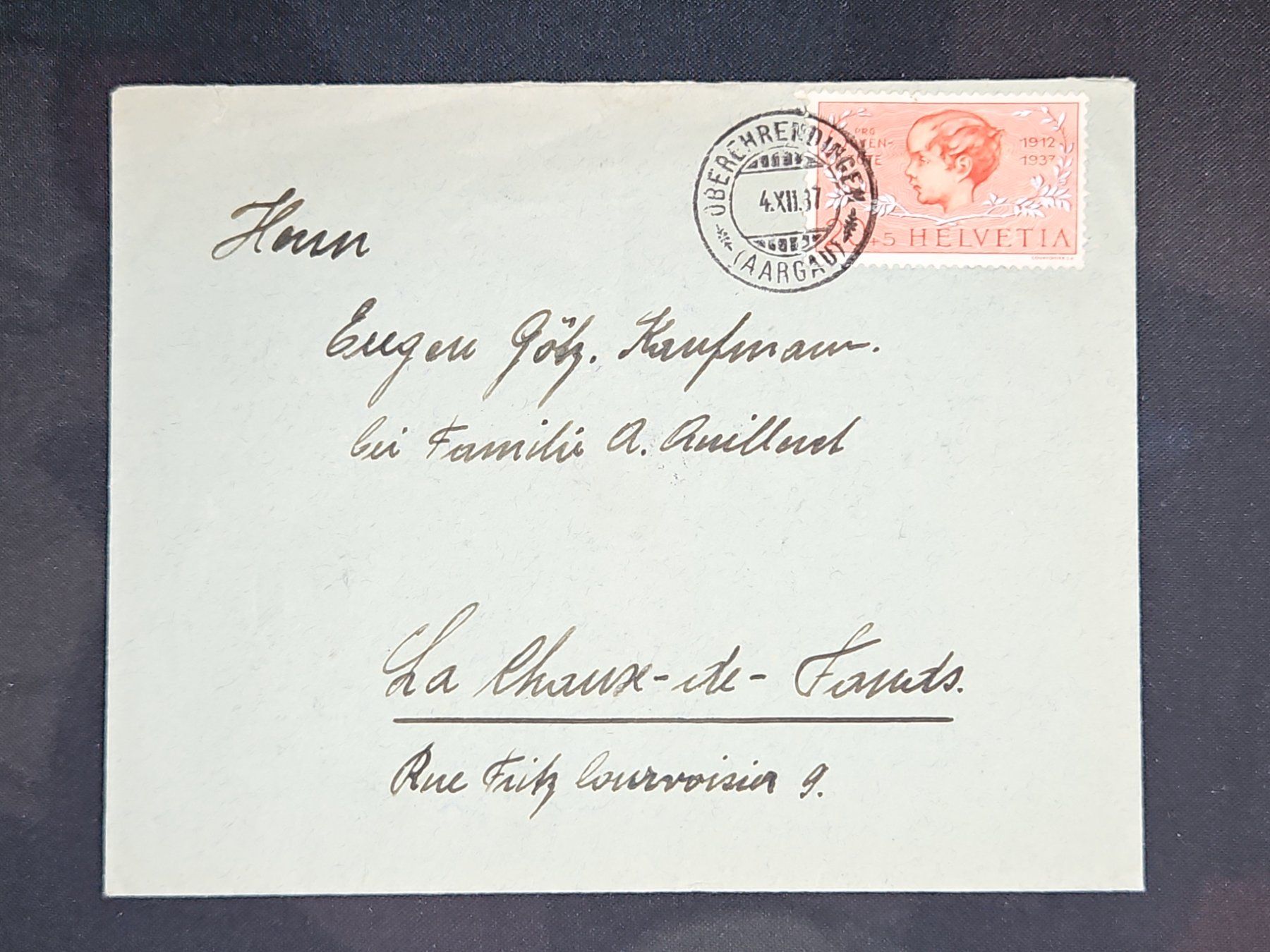 Tutti i francobolli: CL08 Enveloppe + Timbre Suisse 1937 – Usato da Cousset venduto da Patrick_Collections