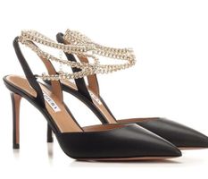 AQUAZZURA Pumps mit Knöchelkette 38 Neu NP 800 Fr.